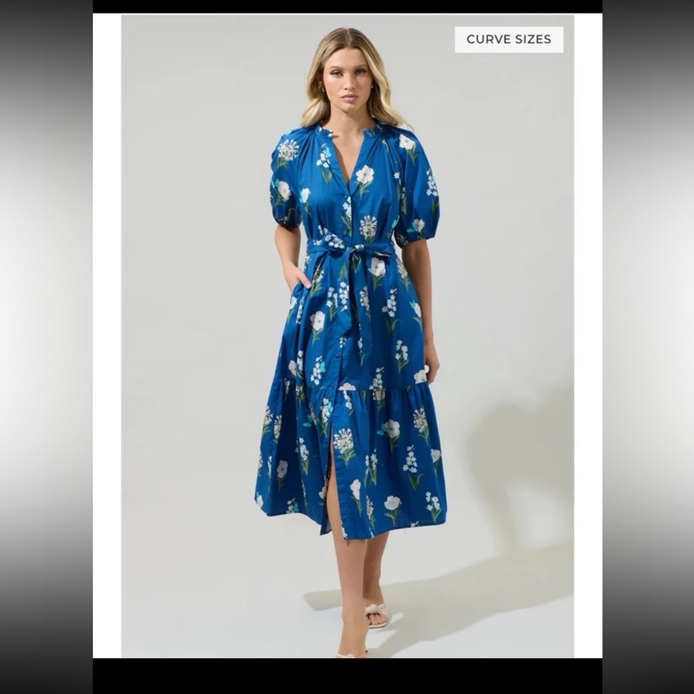Sugarlips Madison Floral Wynette Tiered Midi Dress size 1X